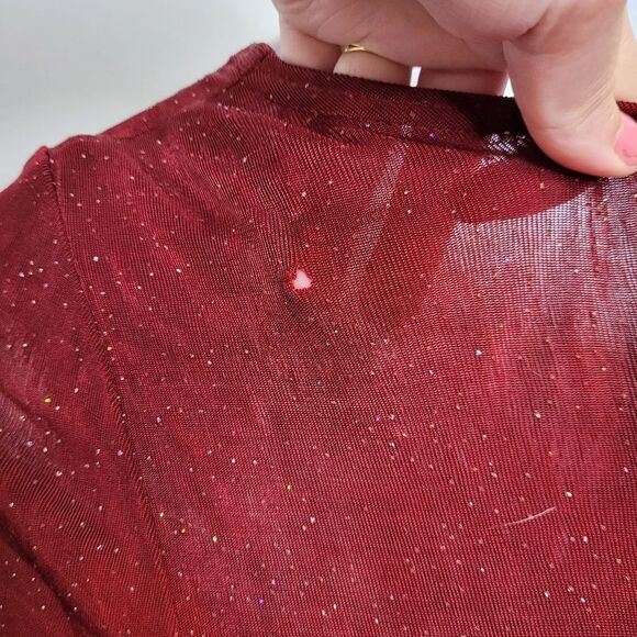 VINTAGE 90s red sparkle All That Jazz square neck stretch swing dress M‎ - Picture 7 of 10